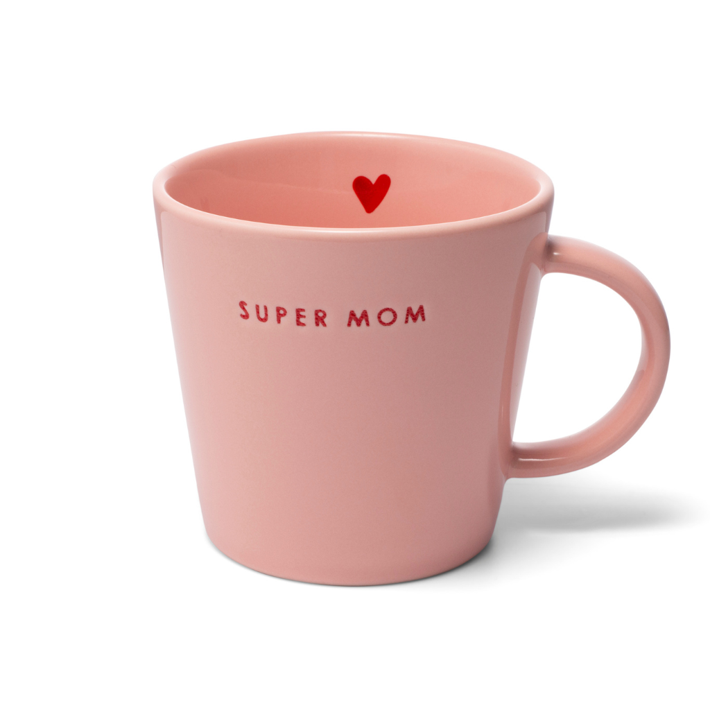 Vondels Ceramic Tea Cup Super Mom pink 350ml