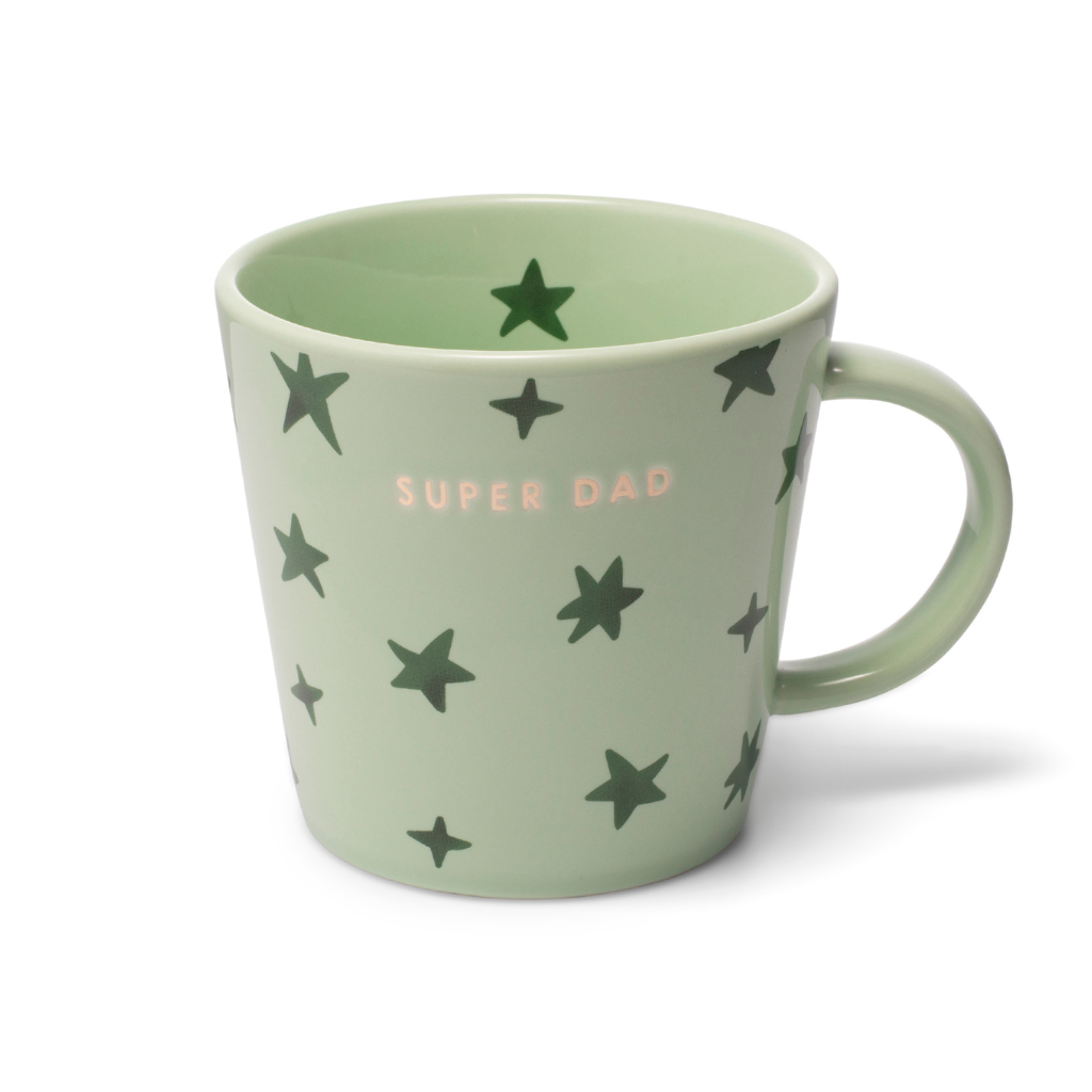Vondels Ceramic Tea Cup Stars Super Dad light green 350ml