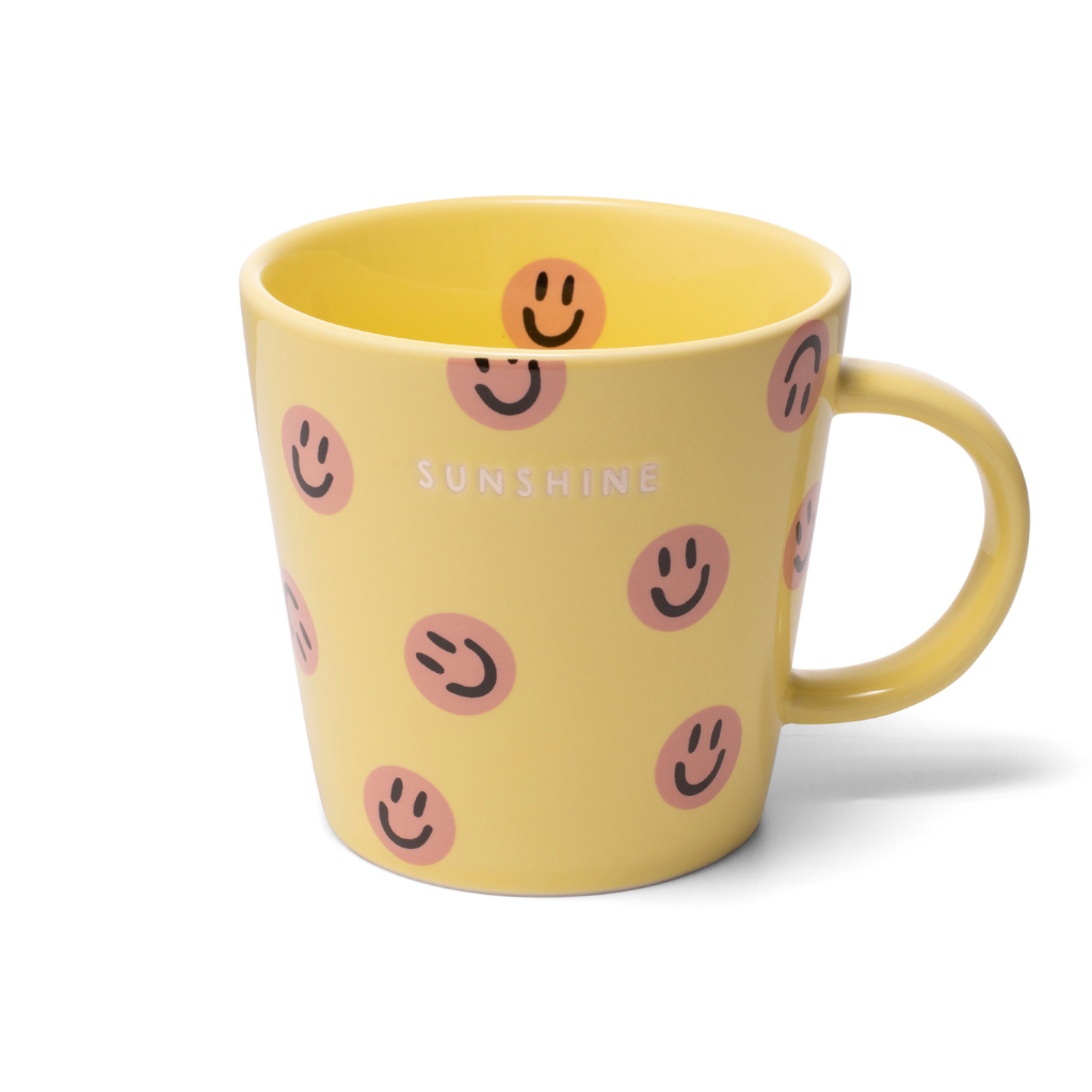 Vondels Ceramic Tea Cup Smileys Sunshine yellow 350ml