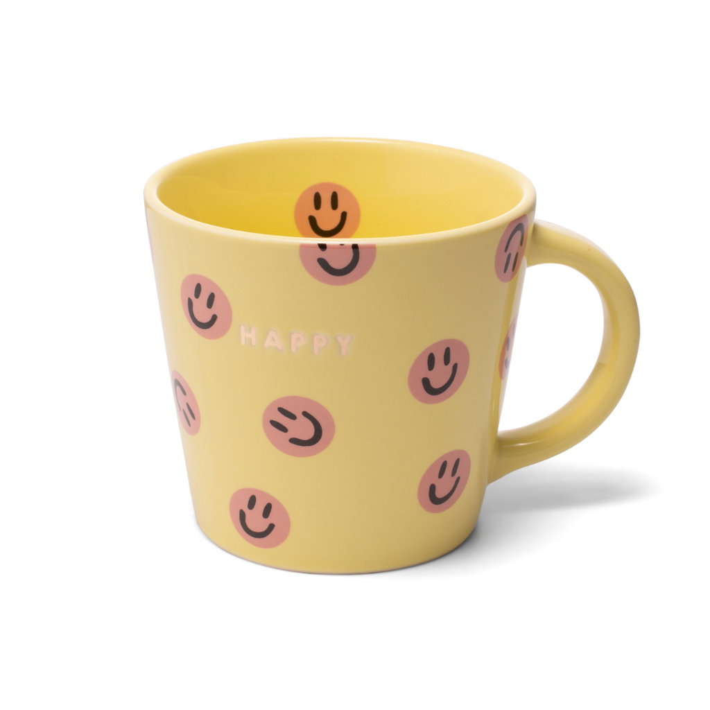 Vondels Ceramic Cappuccino Cup Smileys Happy yellow 250ml