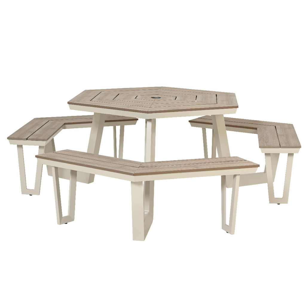 Outdoor Living Picknicktafel Lund aluminium off white