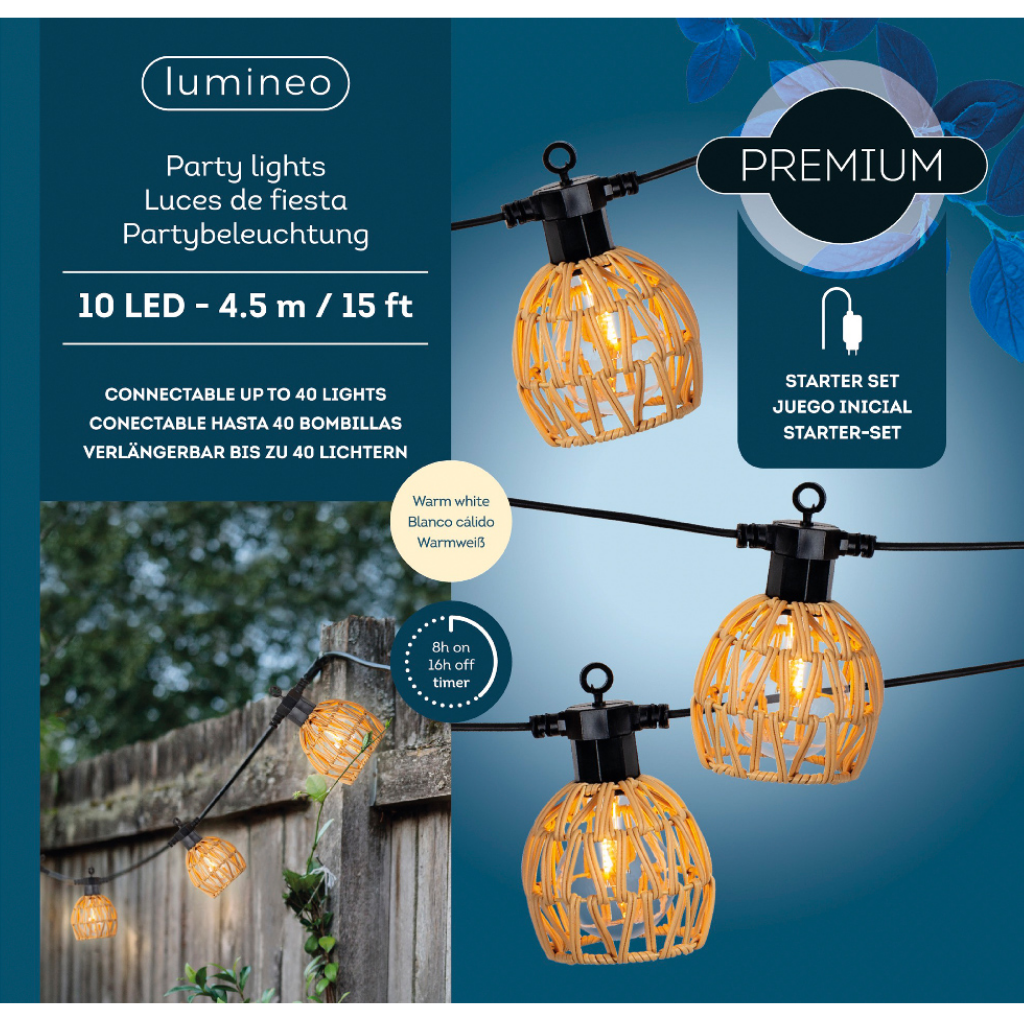 Lumineo LED partylight natural stompe kegel 4.5 m