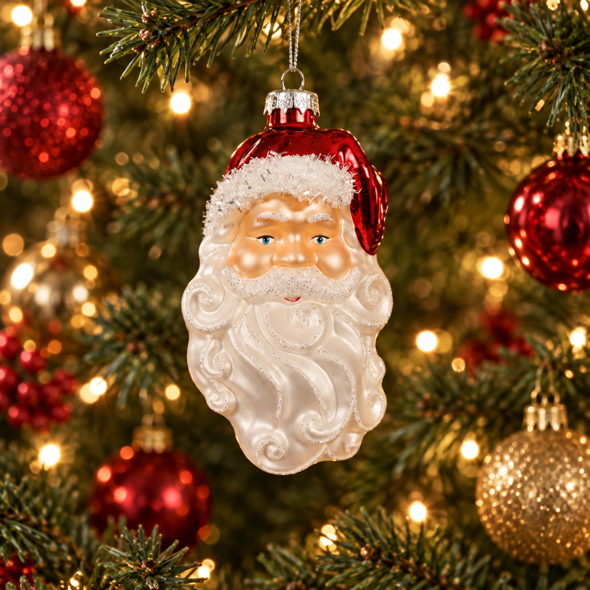 Decoris Kerstornament Kerstman Glas Wit 8.1 x 6.4 x 14.2 cm