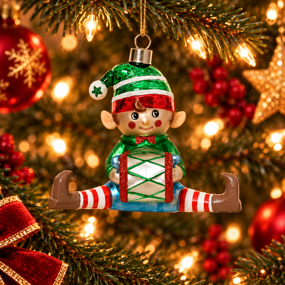 Decoris Kerstornament Elf Glas 11 x 6 x 11.5 cm