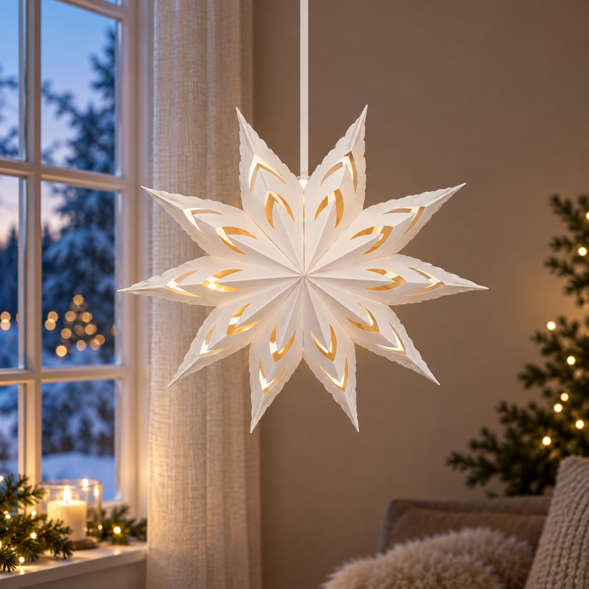 Lumineo Verlicht Kerstfiguur Sneeuwvlok Papier 58 x 27 cm