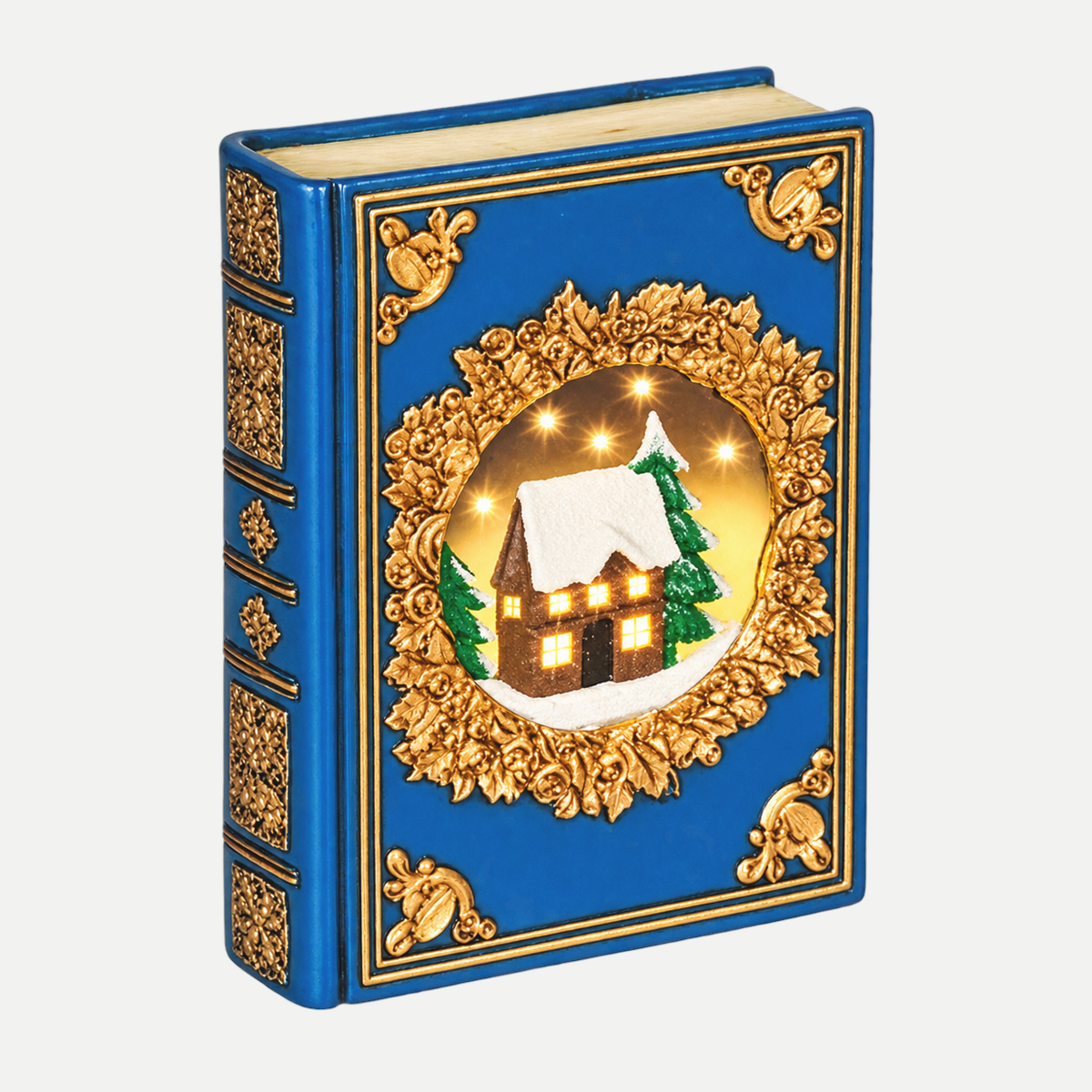 Lumineo Verlicht Kerstfiguur Boek Blauw Warm Wit 10 Lampjes 6.5 x 16.5 x 22 cm