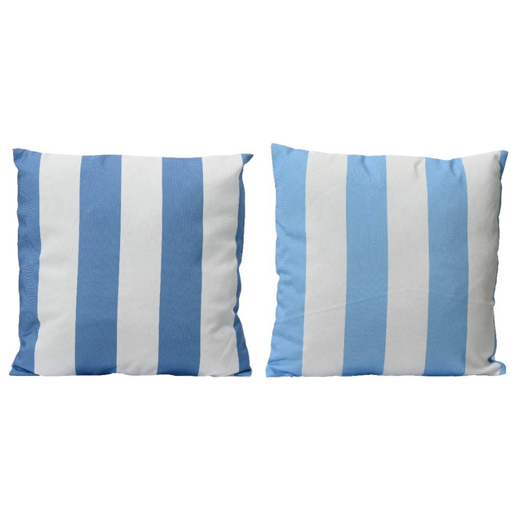 Decoris kussen blauw strepen buiten 45 x 45 cm