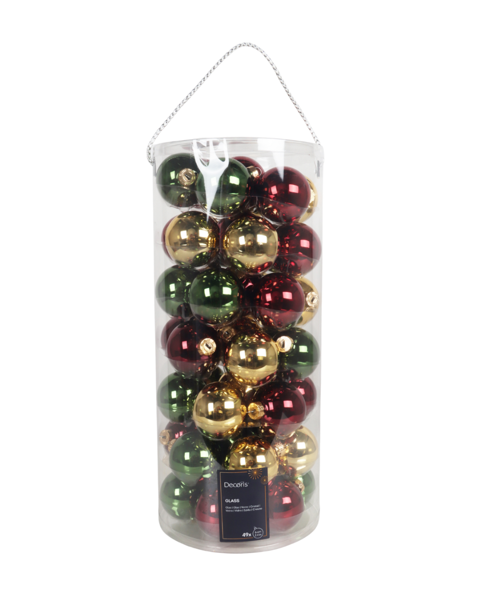 Decoris Kerstballen glas mix goud rood groen 49 stuks Ø 6 cm