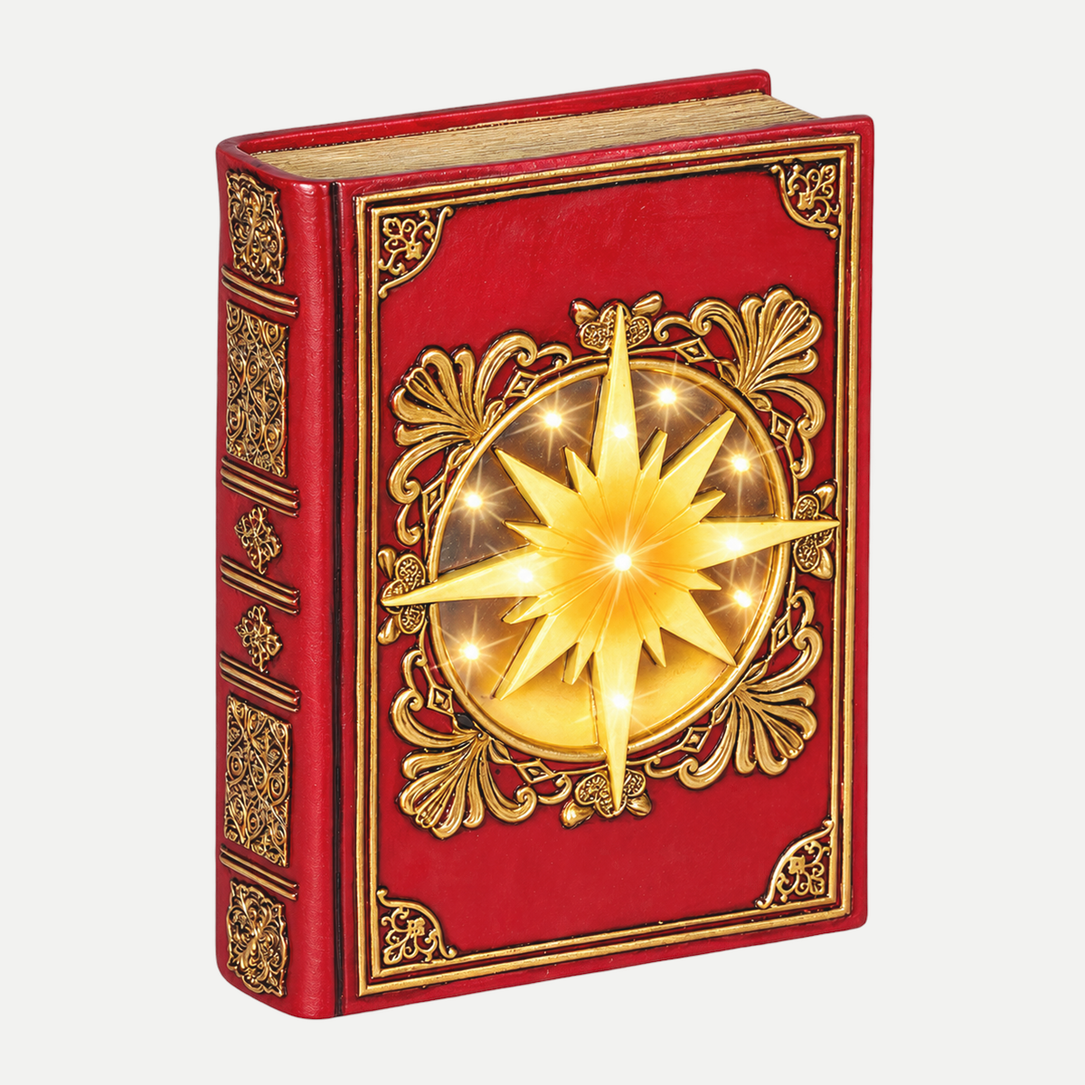 Lumineo Verlicht Kerstfiguur Boek Rood Warm Wit 10 Lampjes 6.5 x 16.5 x 22 cm