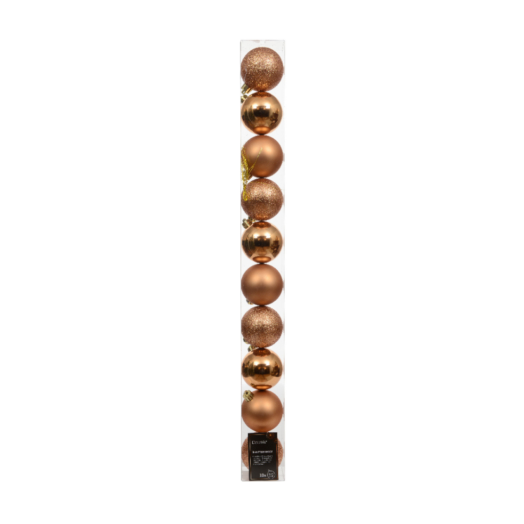 Decoris Kerstballen kunststof brandy 10 stuks Ø6 cm