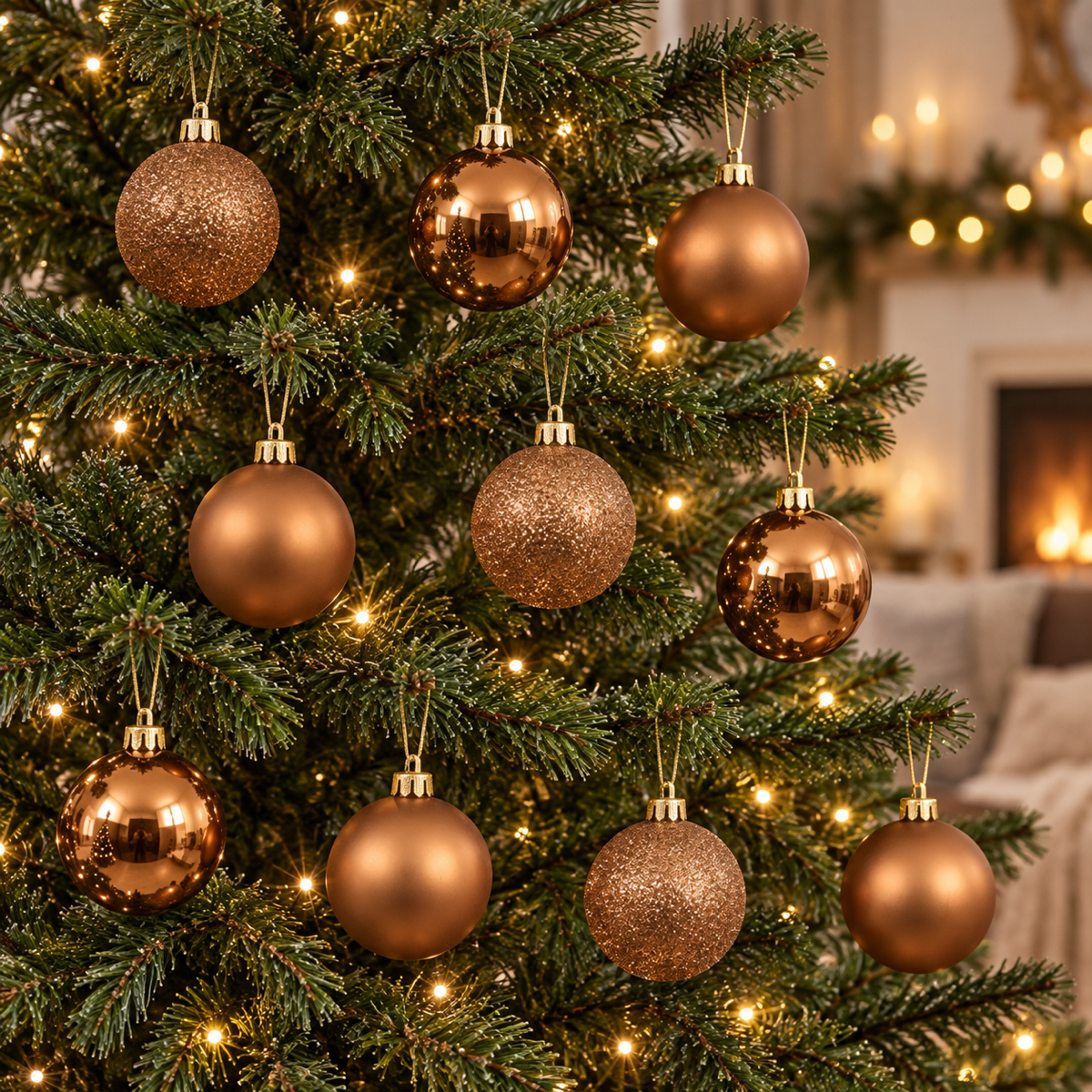 Decoris Kerstbal Kunststof Bruin 10 stuks 6 cm