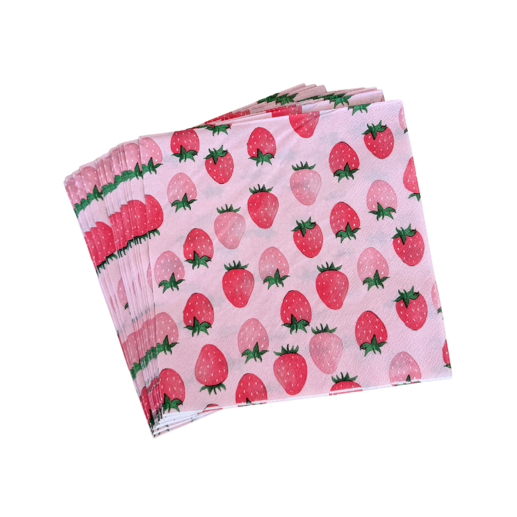 Aardbeien servetten 16.5 x 16.5 cm