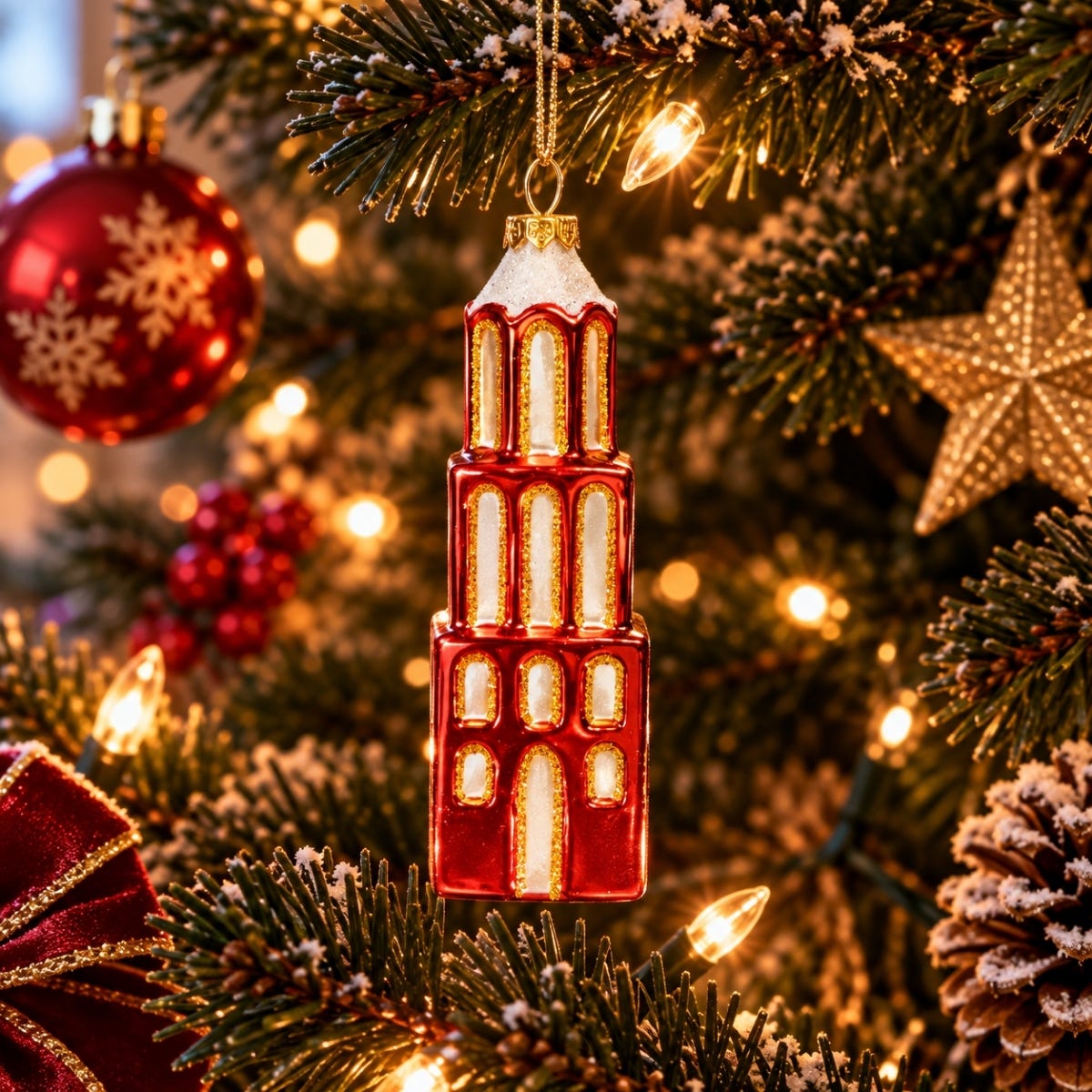 De Ballen Uit Kerstornament Domtoren Rood