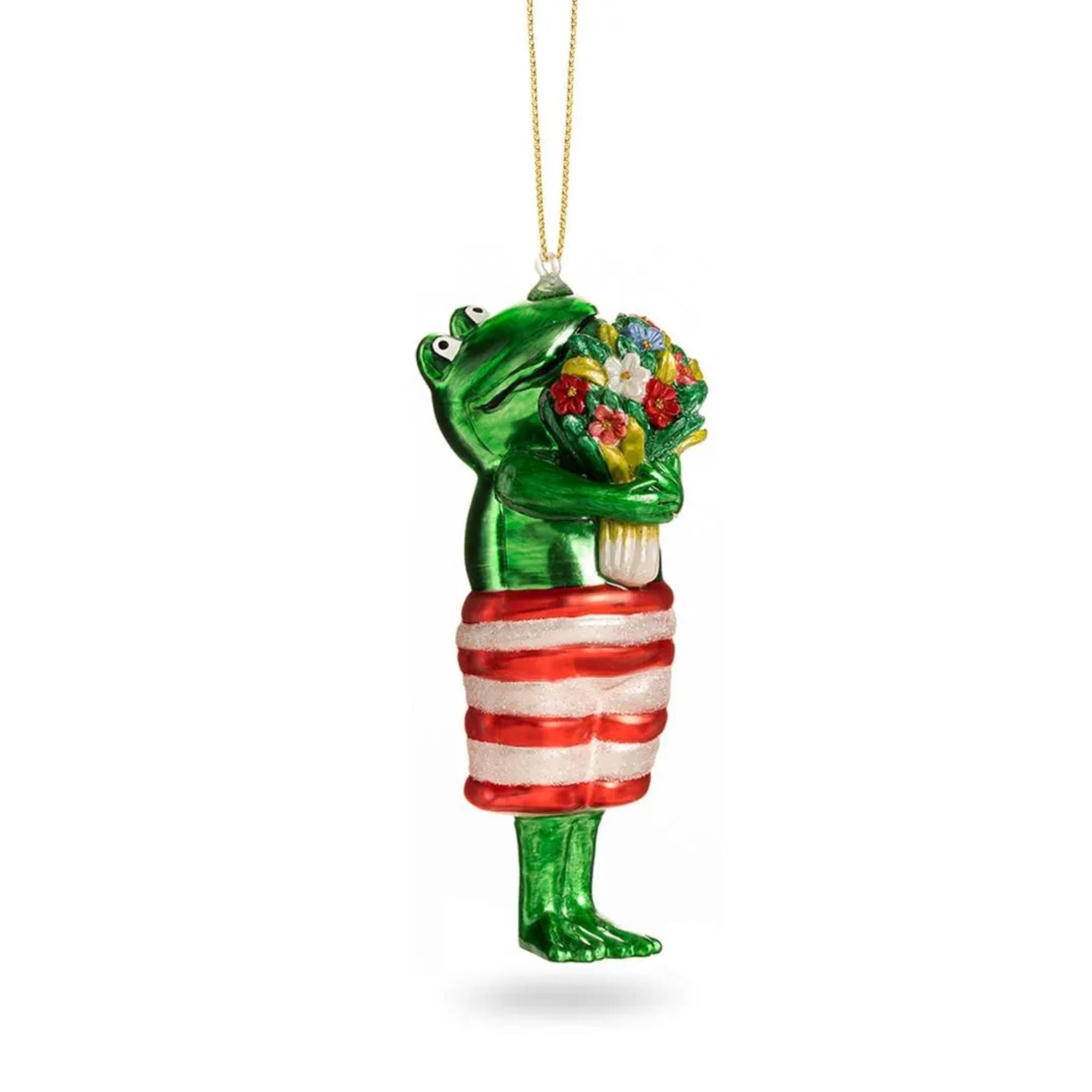 De ballen uit kerstornament Kikker 15 cm