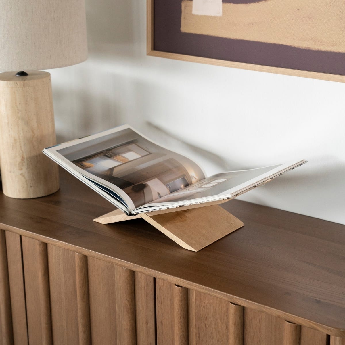 By-Boo Boekenstandaard Tee Naturel 47 x 21 x 16 cm