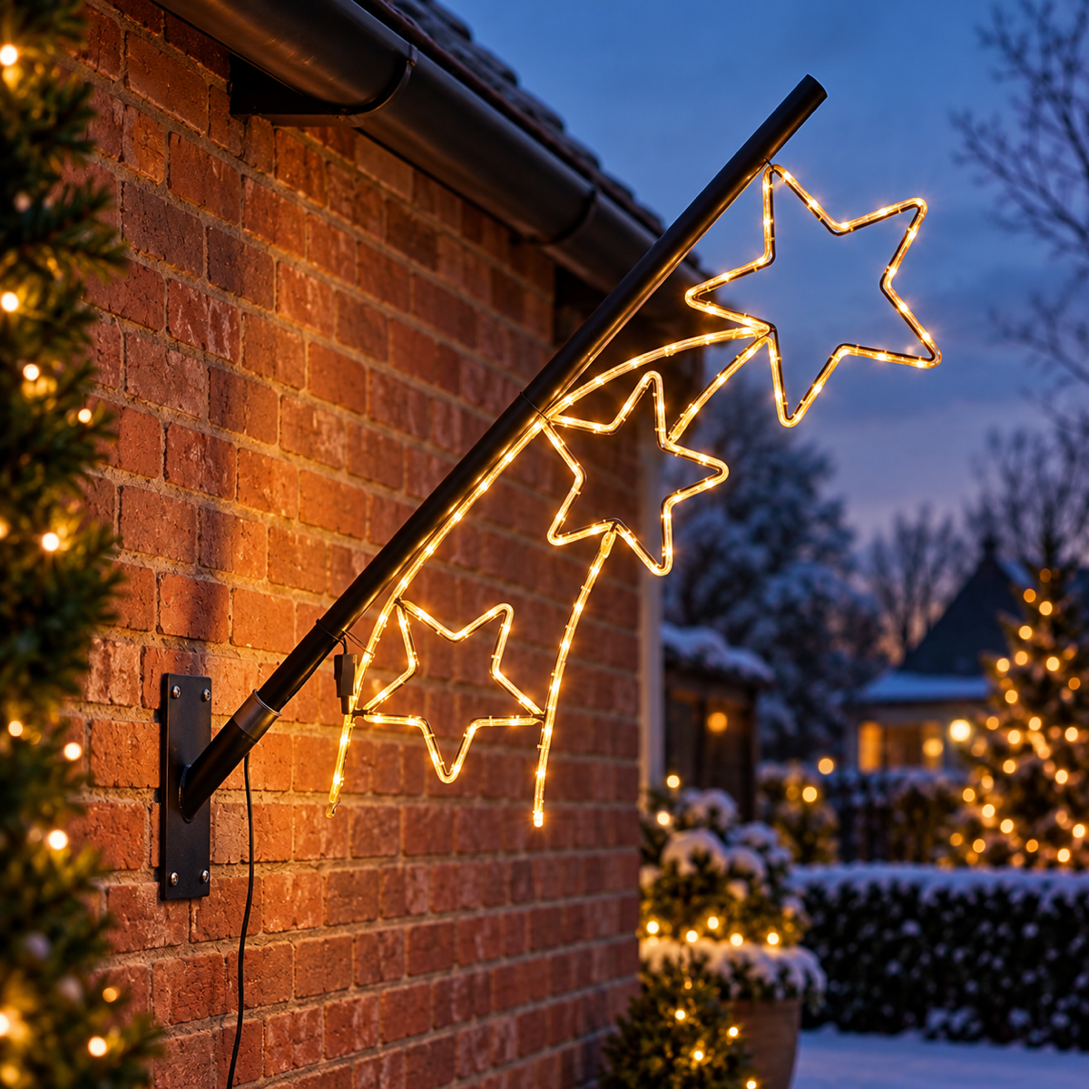 Twinkle Pole Verlicht Kerstfiguur Vlaggenstokverlichting Falling Stars Warm Wit 110 x 40 x 6 cm
