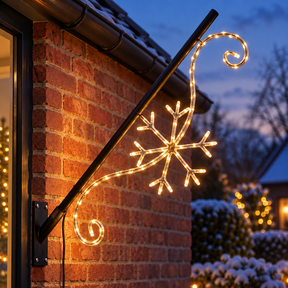 Twinkle Pole Verlicht Kerstfiguur Vlaggenstokverlichting Snowflake Warm Wit 110 x 40 x 6 cm