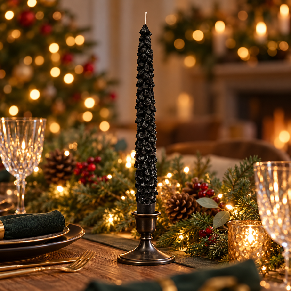 Home Society Dinerkaars Pinetree Zwart 25 cm