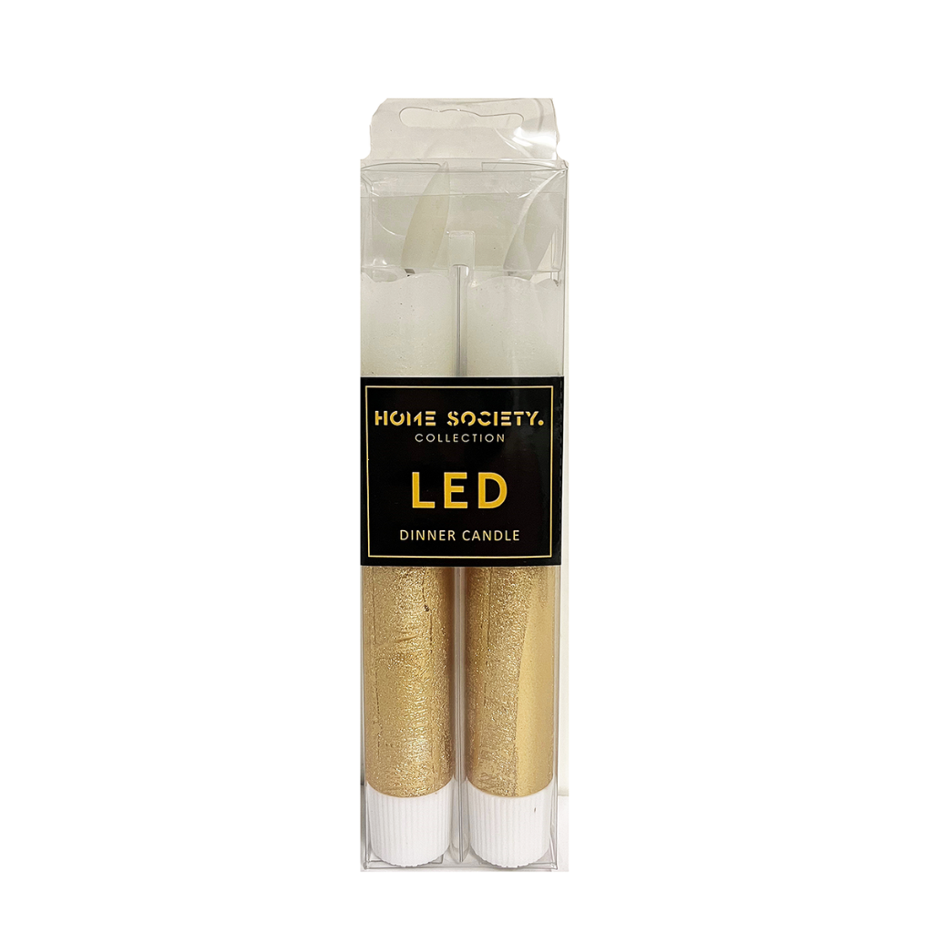 Home Society LED dinerkaars goud-wit 16.5 cm 2 stuks