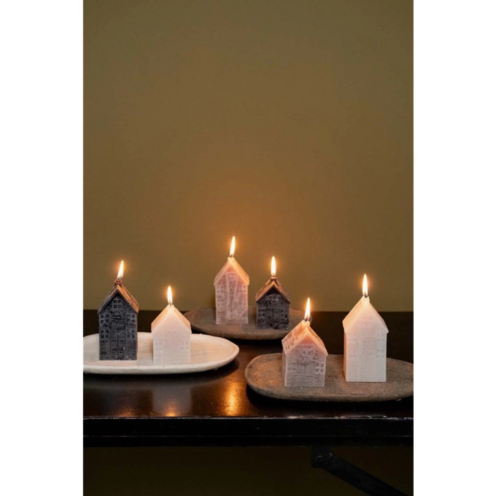 Home Society Huis Kaars M Taupe 11.5 cm
