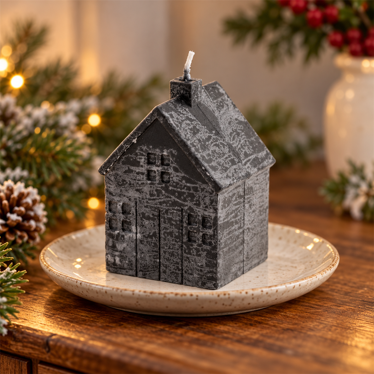 Home Society Kaars Huis S Zwart 8.5 cm