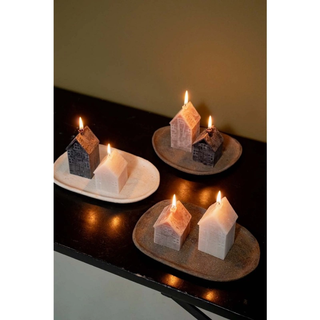 Home Society Kaars Huis S Taupe 8.5 cm