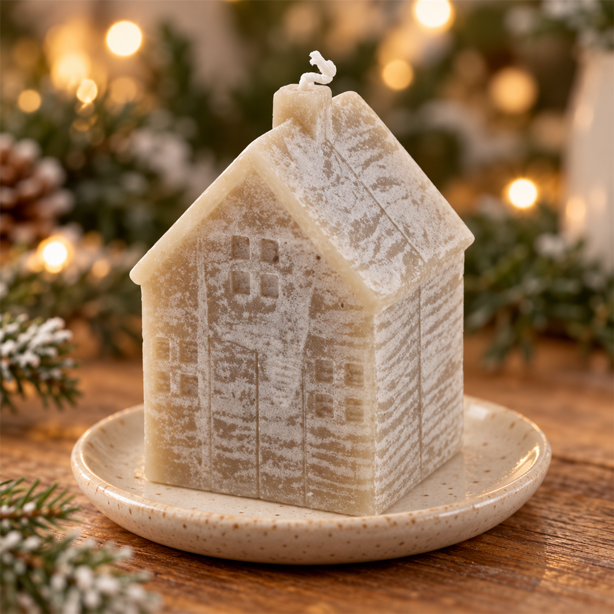 Home Society Kaars Huis S Taupe 8.5 cm