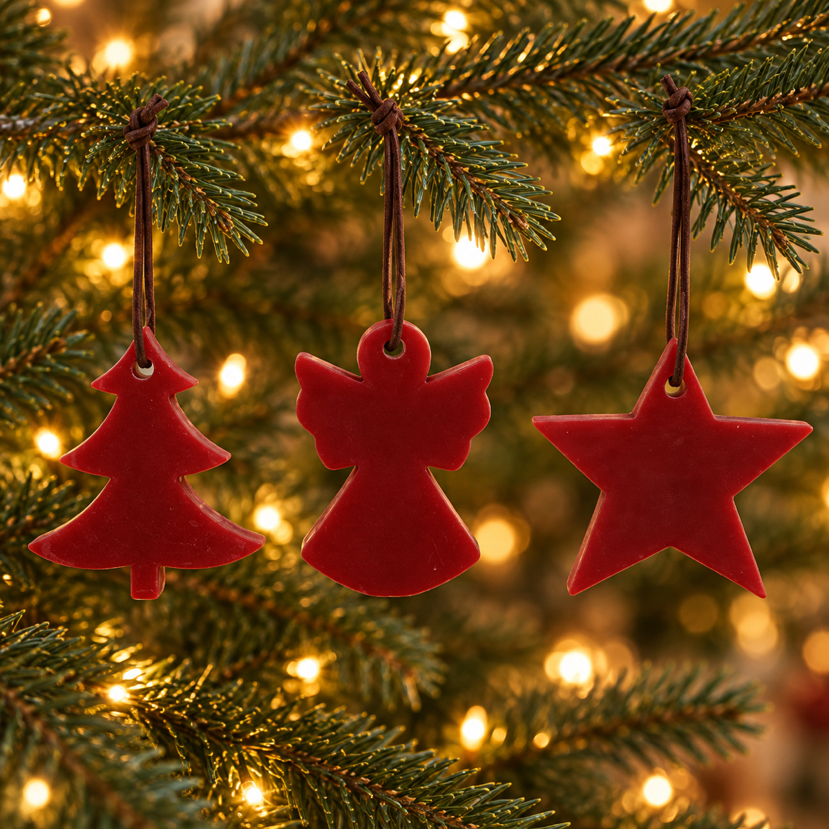 Home Society kaars ornament wax christmas rood