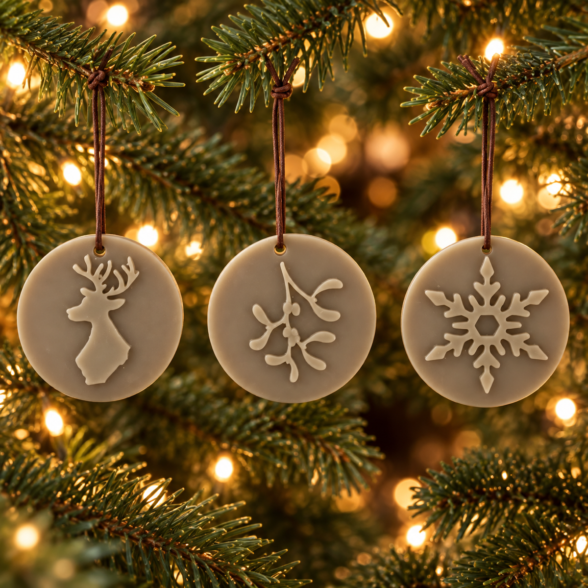 Home Society kaars ornament wax winter taupe