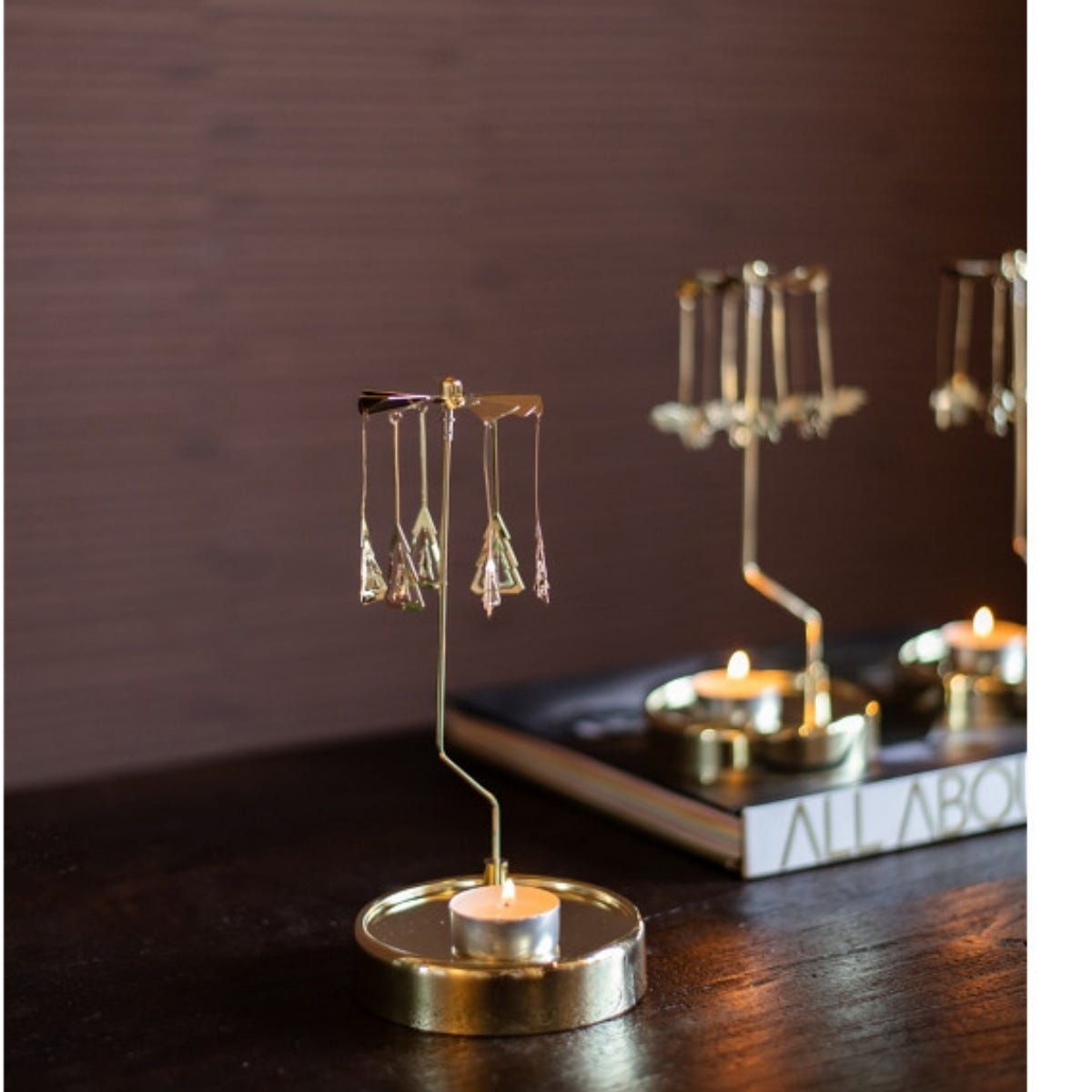 Home Society Kaarsenhouder Rotary Tree Goud 10.1 x 10.1 x 23.5 cm