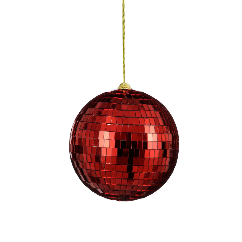 House of Seasons kerstbal Disco rood 15 cm