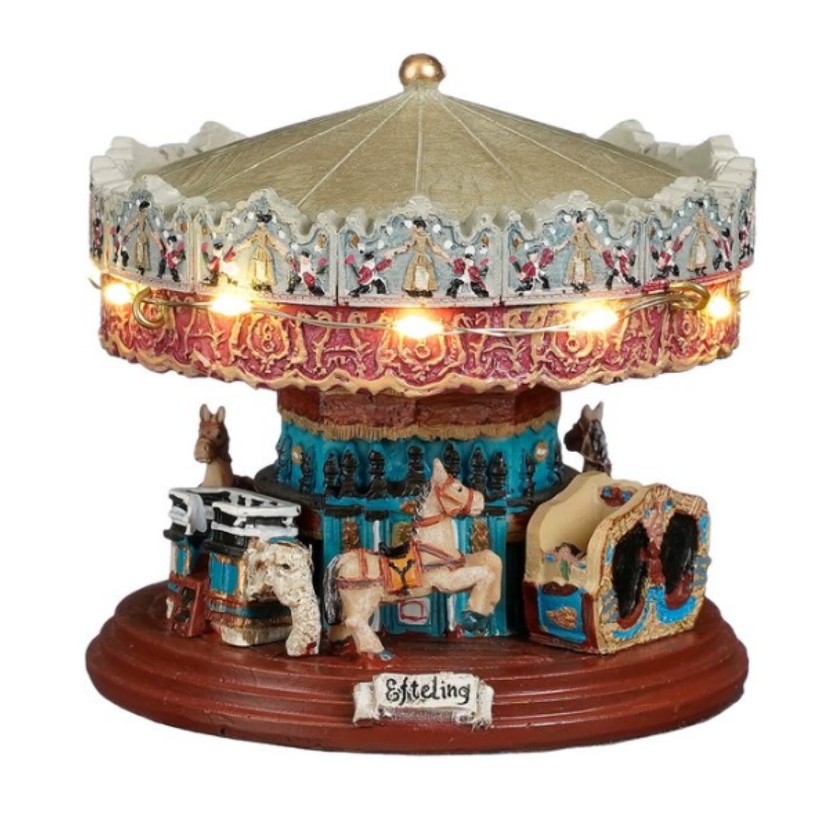 Luville Kerstdorpminiatuur Carrousel met Verlichting 9 x 9 x 8.5 cm