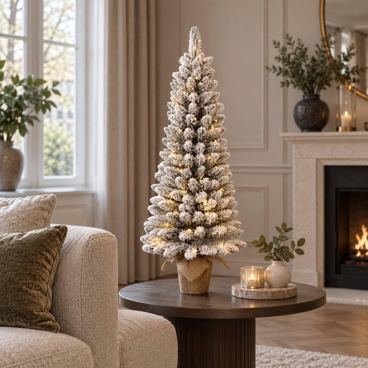 Black Box Trees Kunstkerstboom Mini Wit Sneeuw Gerlos met Verlichting 90 x 41 cm