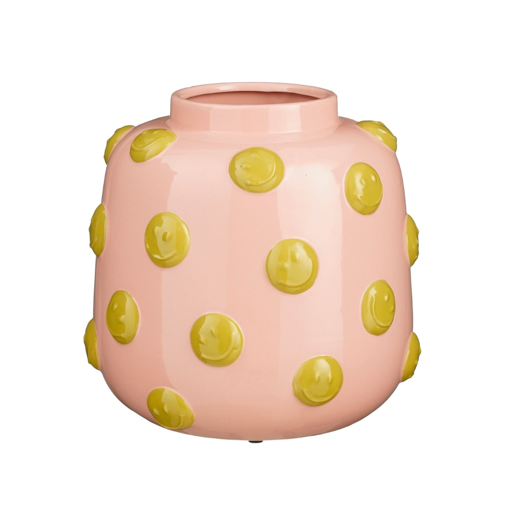 Mica Decorations Vaas Smiley roze 28 x 28.5 cm