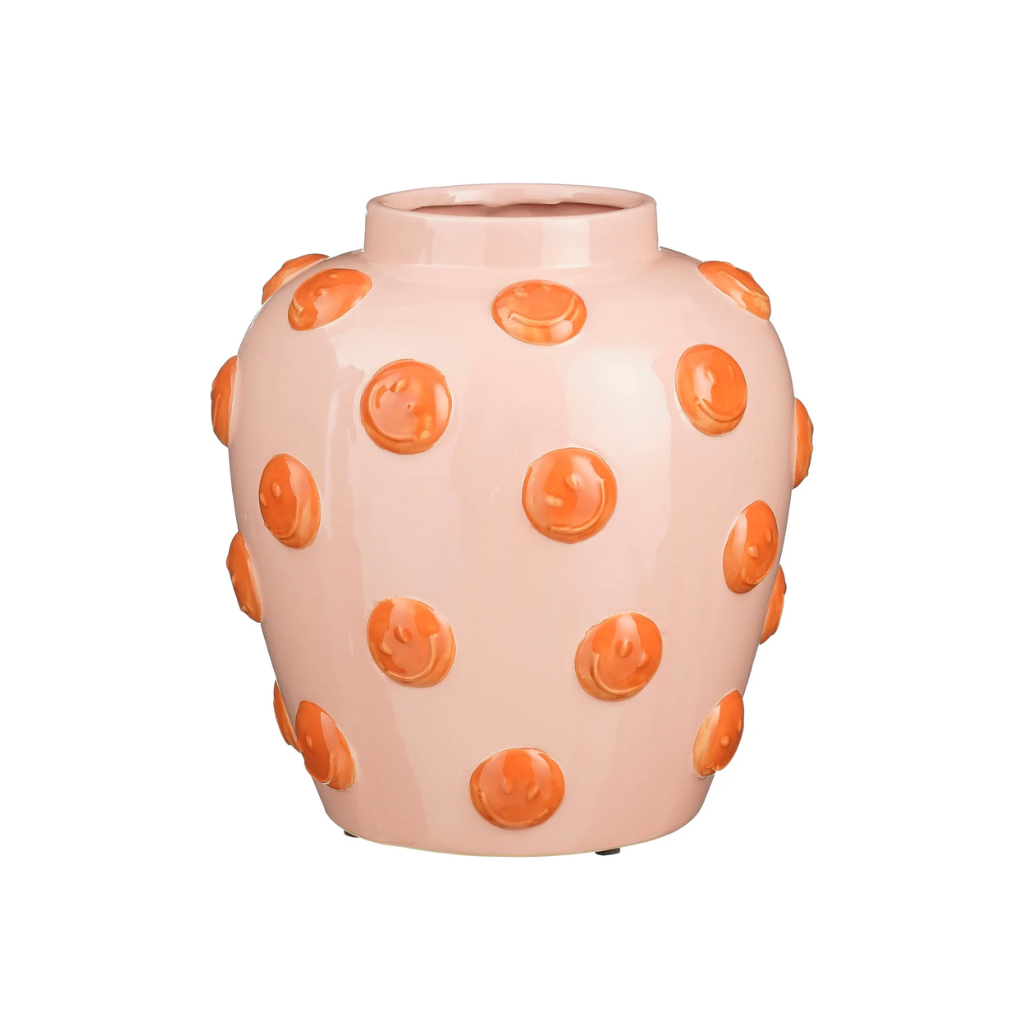 Mica Decorations vaas Smiley roze 30 x 32.5 cm