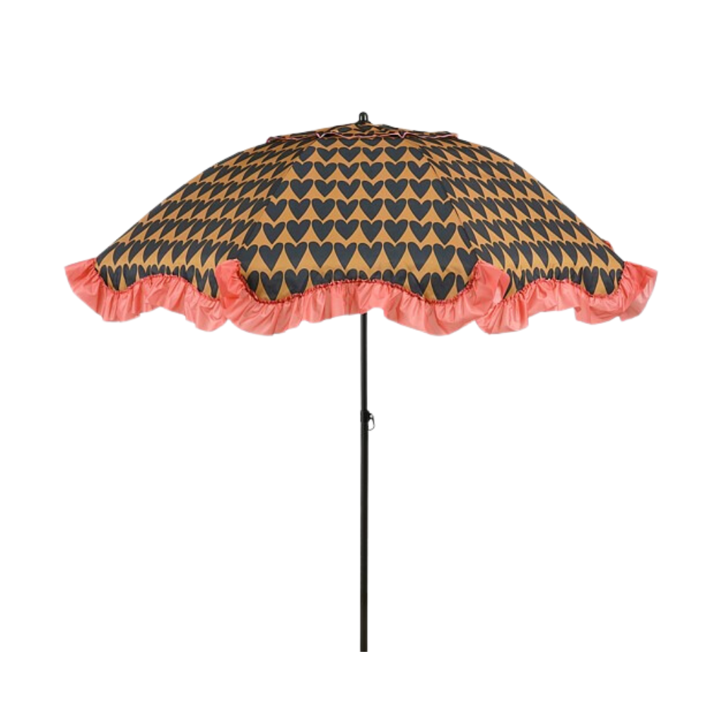 Mica Decorations Parasol hartjes zwart 238 x 220 cm