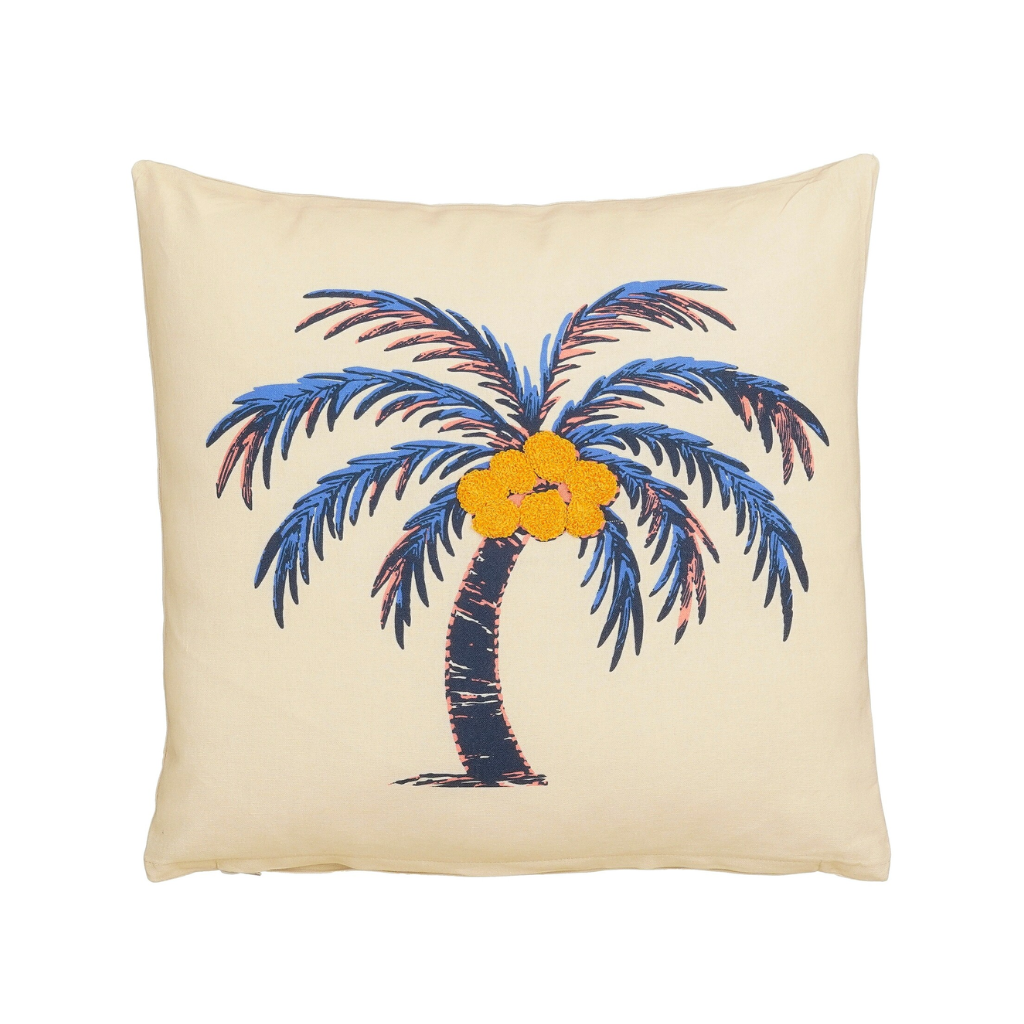 Kussen palmboom off white 45 x 45 cm