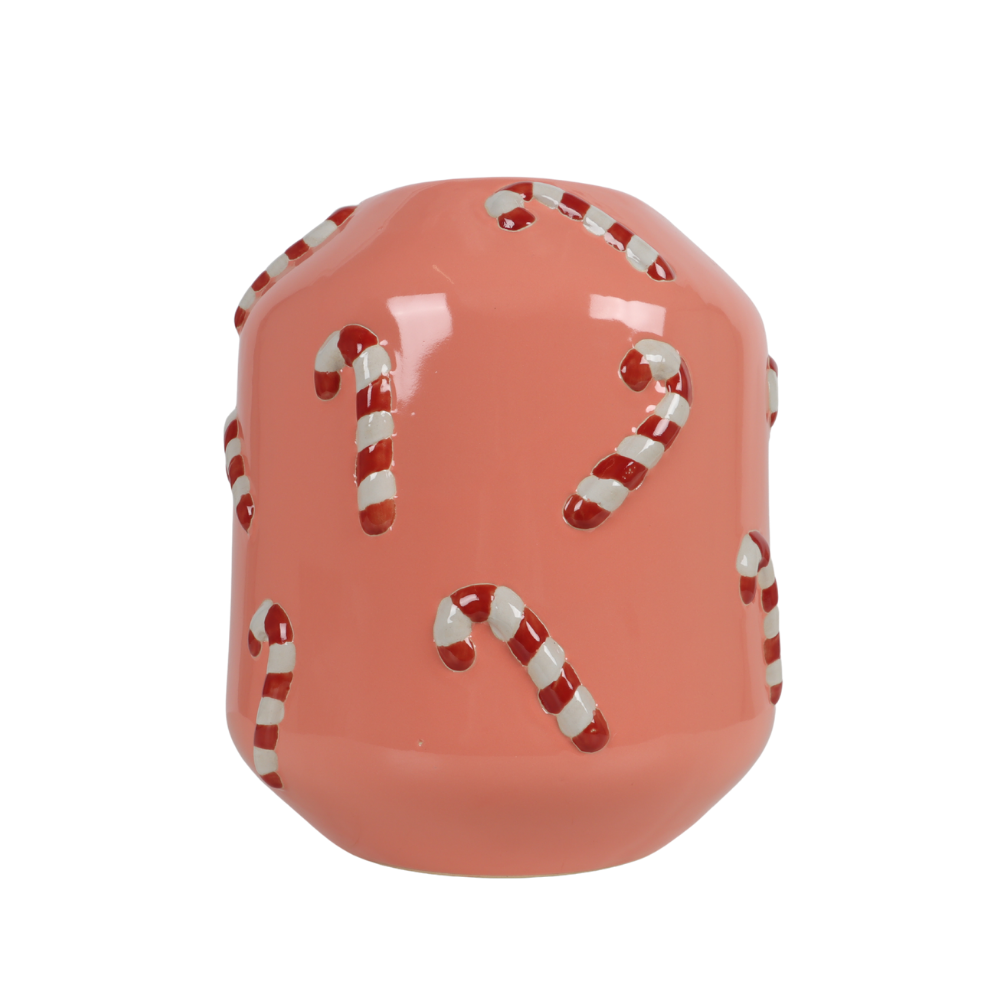 Mica Decorations Vaas zuurstok roze 28 x 25.5 cm