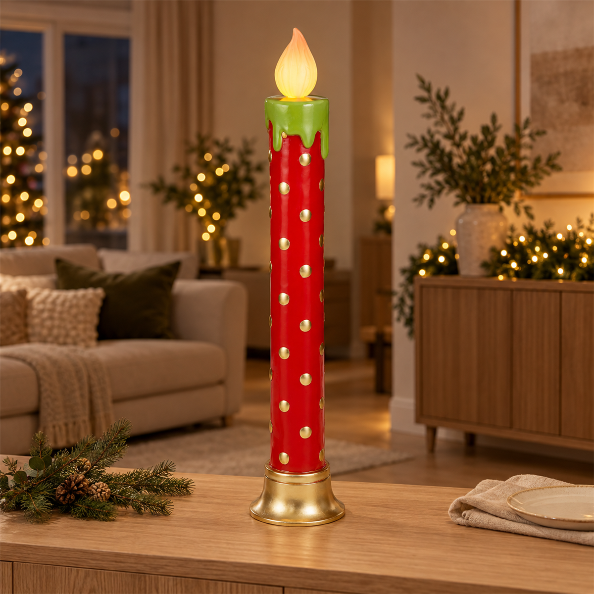Mica Decorations LED Kaars Rood 25 x 25 x 123.5 cm