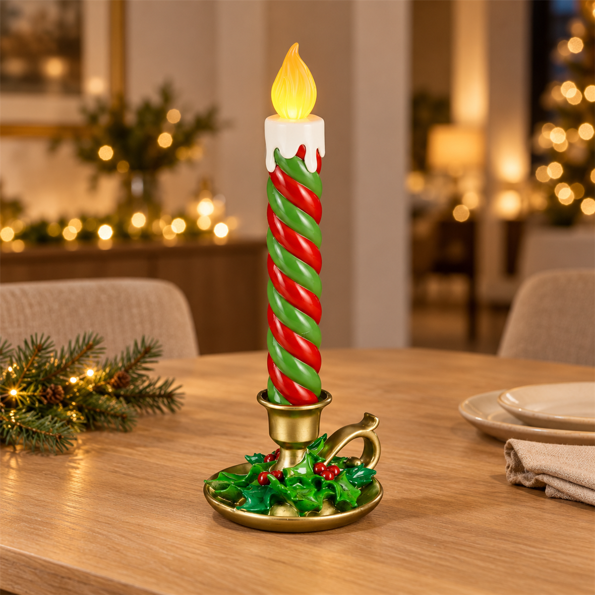 Mica Decorations LED Kaars Groen 18.5 x 17 x 45 cm