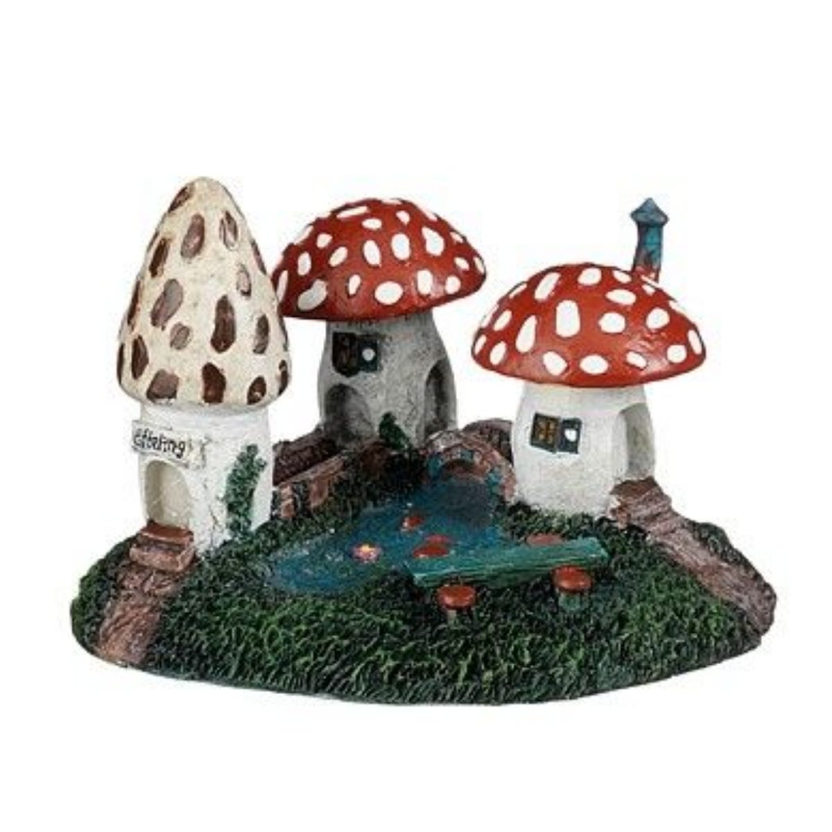 Luville Kerstdorpminiatuur Paddenstoelen Concrs 12.5 x 10.5 x 8 cm