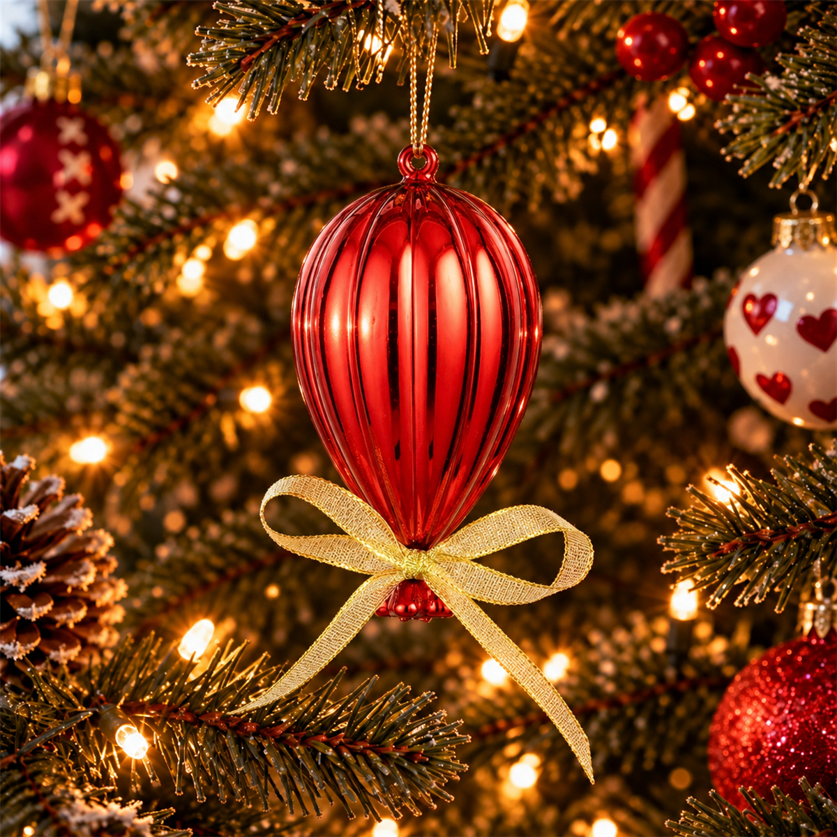 Mica Decorations Kerstornament Ballon Rood 6 x 6 x 11 cm