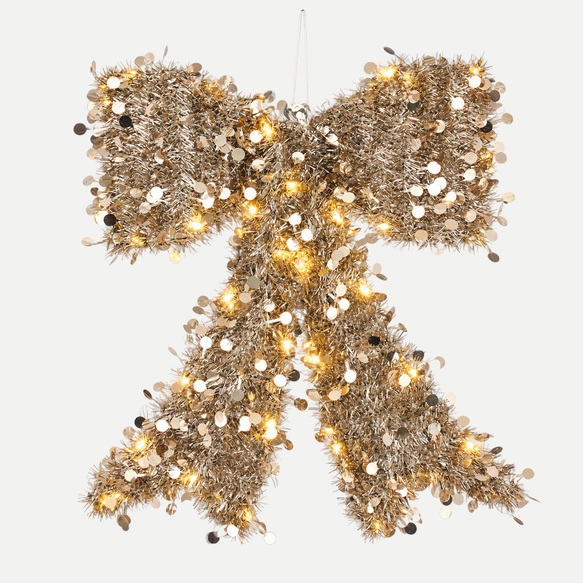 De Bosrand Verlicht Kerstfiguur Strik Zilver Warm Wit 44.5 x 42 cm