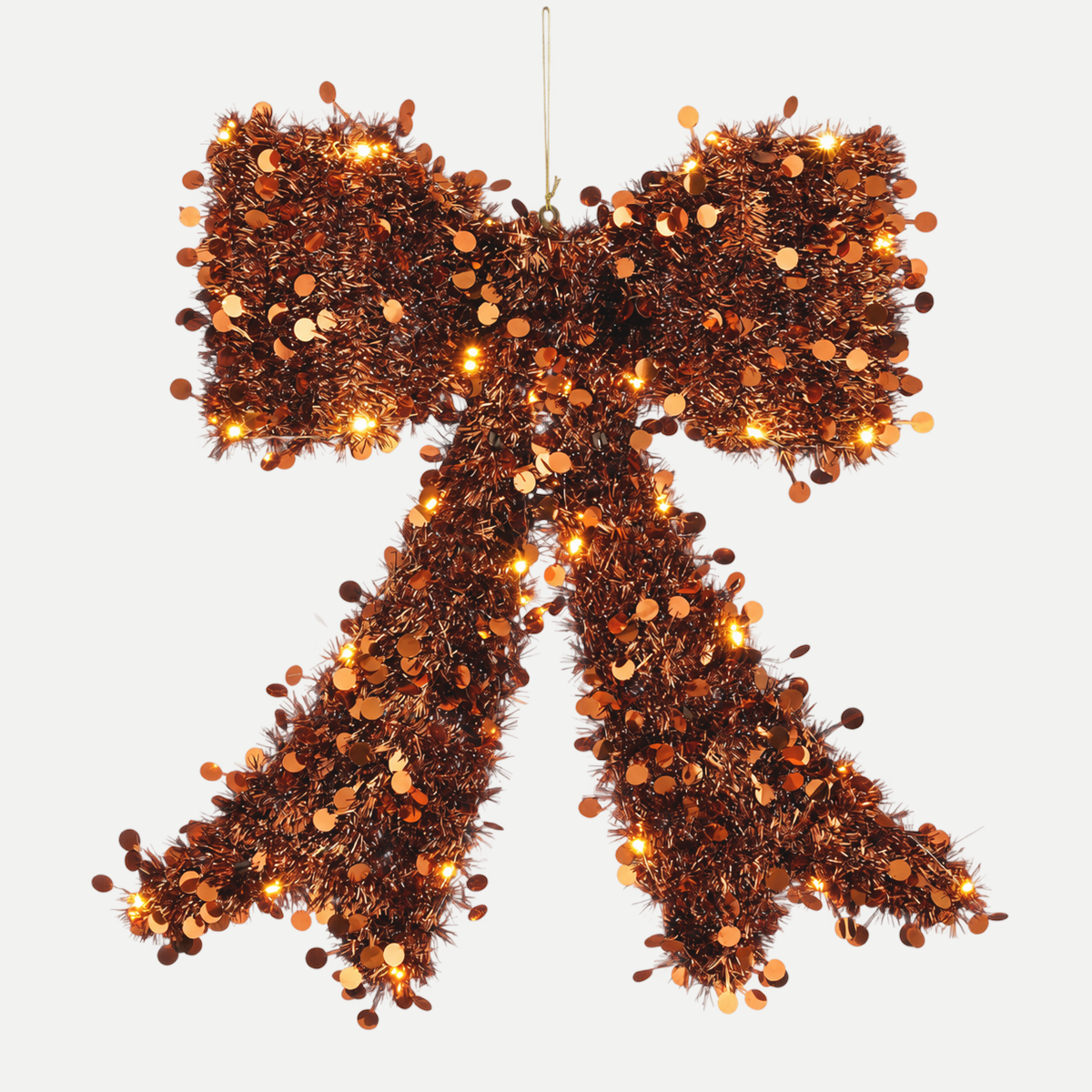 De Bosrand Verlicht Kerstfiguur Strik Bruin Warm Wit 44.5 x 42 cm
