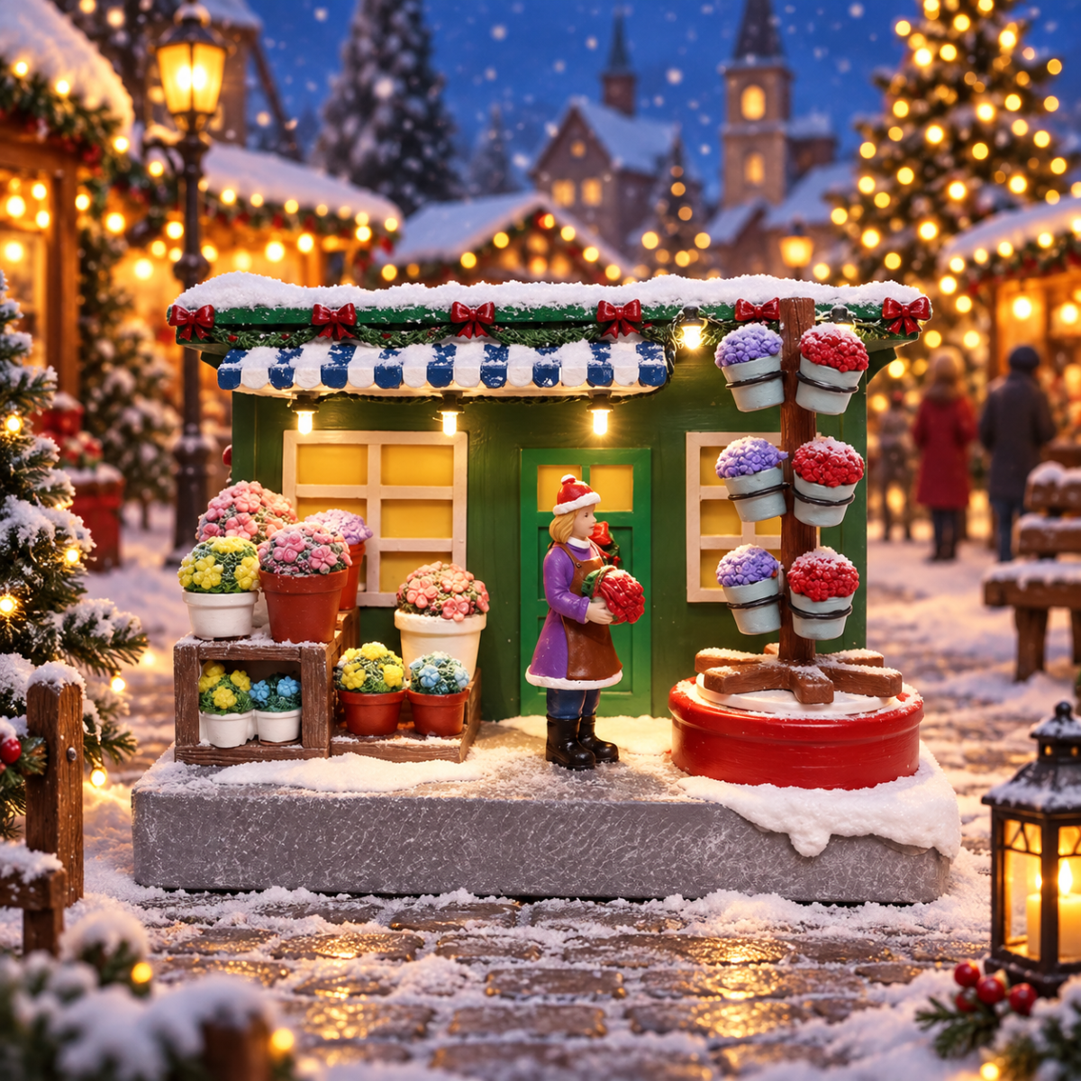 Santaville Kerstdorphuisje Flower Kiosk met Verlichting 19 x 14 x 14 cm