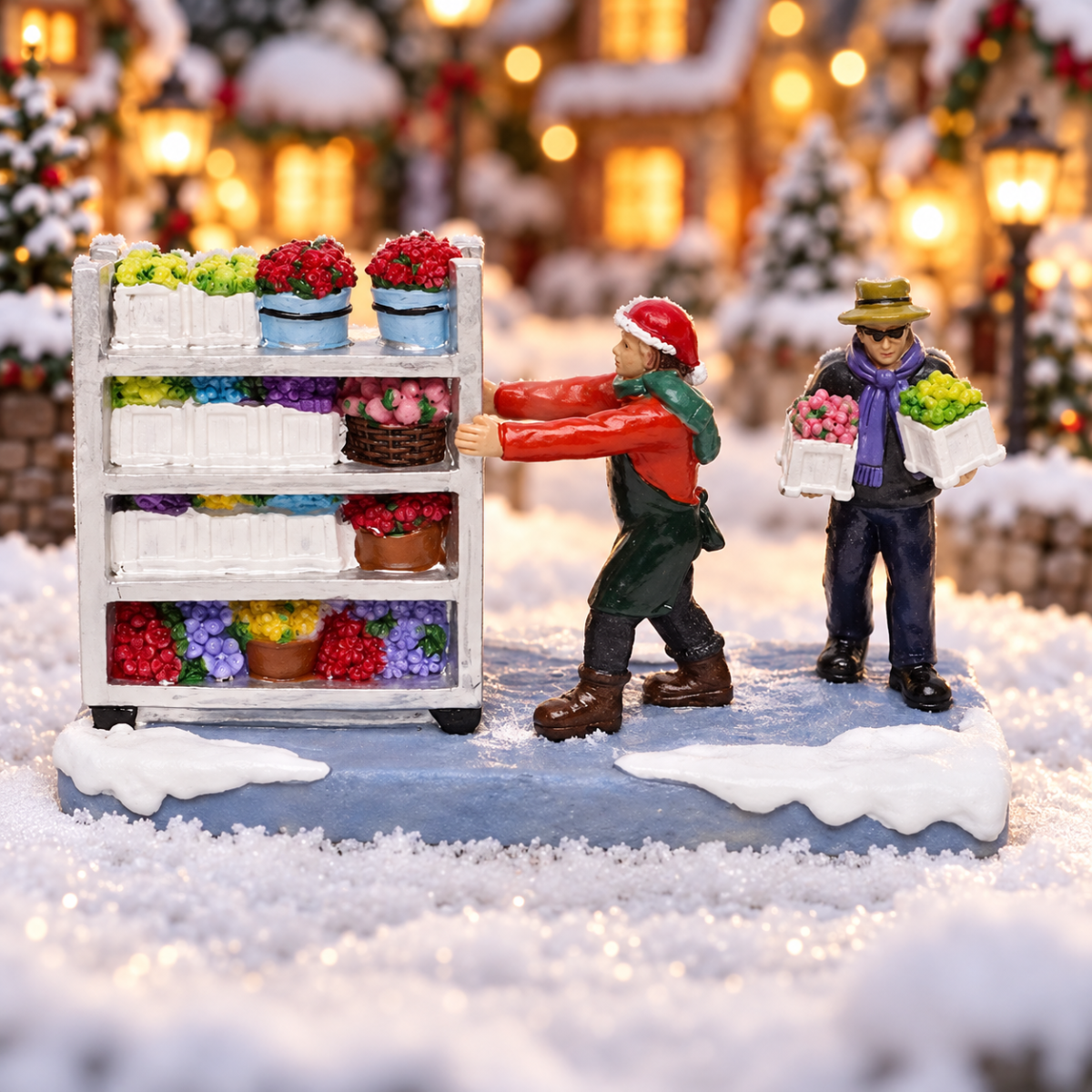Santaville Florists With Flower Cart 14 x 7 x 9 cm