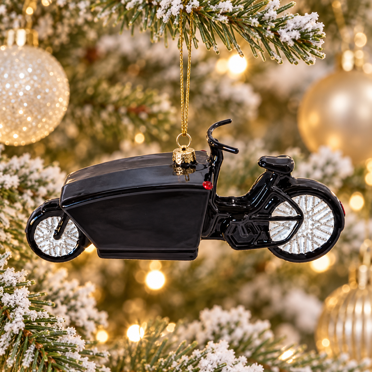 Yup in de boom Kerstornament Bakfiets Zwart 15 x 5.6 x 6.9 cm