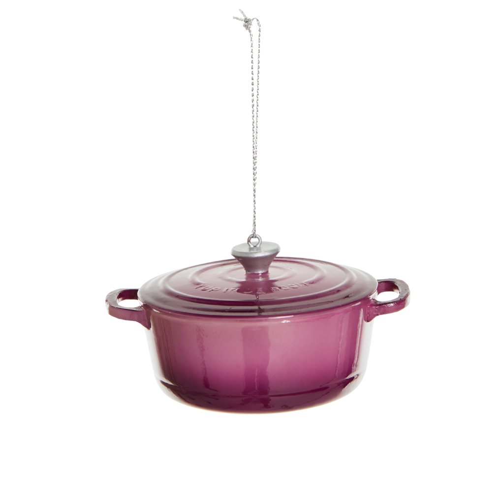 Gietijzeren Pan Paars kerstornament Yup in de boom