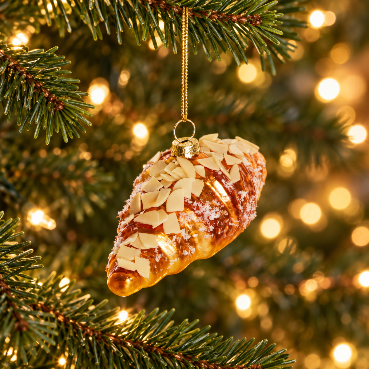 Yup in de boom Kerstornament Amandelcroissant Bruin 12 x 4.5 x 4 cm