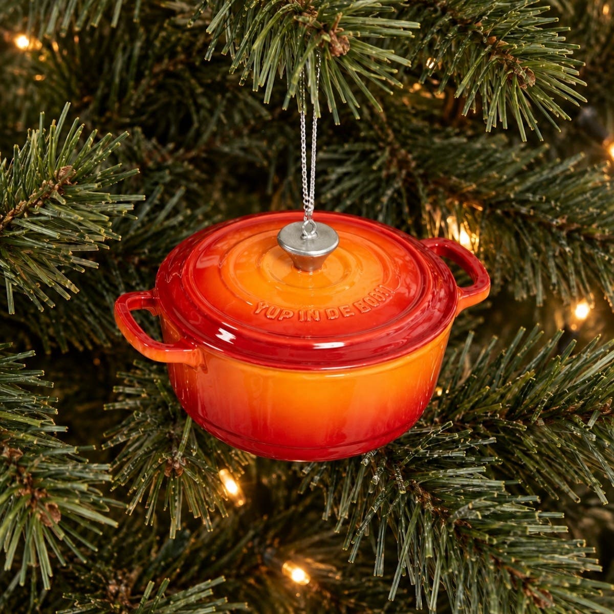 Yup in de boom Kerstornament Gietijzeren Pan Oranje 8 x 5 cm